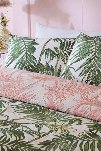 Furn Light Pink Parlour Palm Exotic Tree Reversible Duvet Cover Set