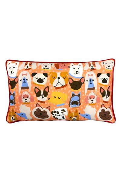 Furn Multi Woofers Reserved For The Dog Printed Piped Canine Cushion