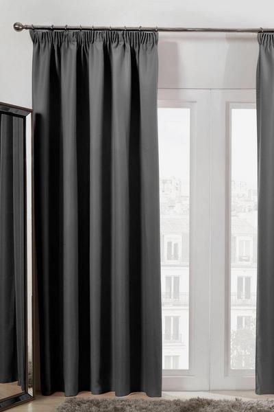 Dreamscene Charcoal Pair of Ready Made Thermal Pencil Pleat Blackout Curtains