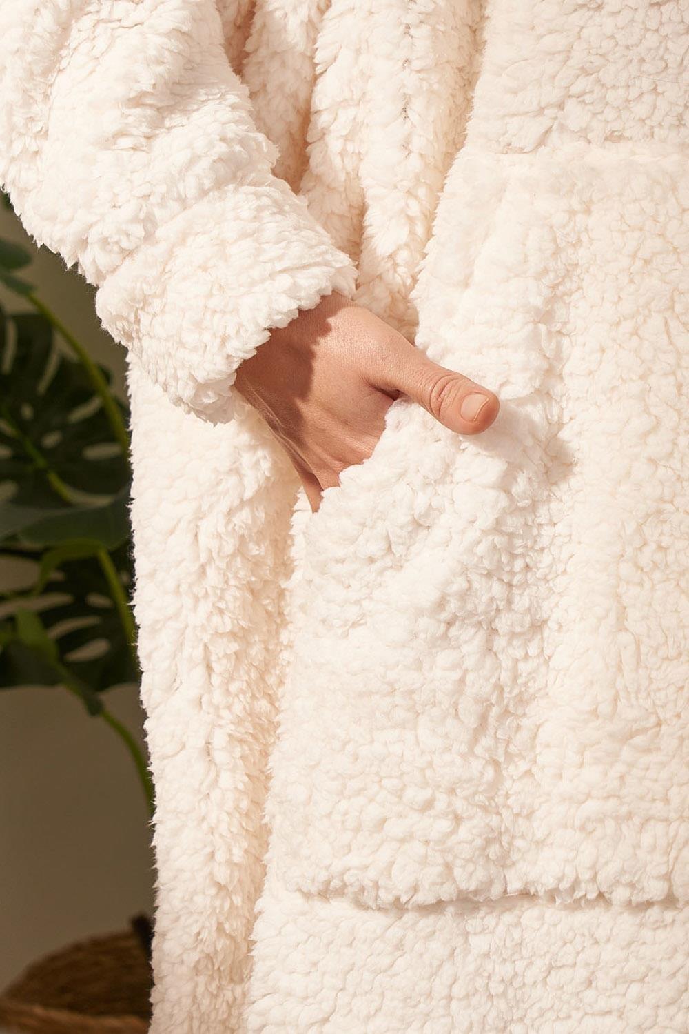 Brentfords Extra Long Teddy Fleece Blanket Hoodie Oversized for