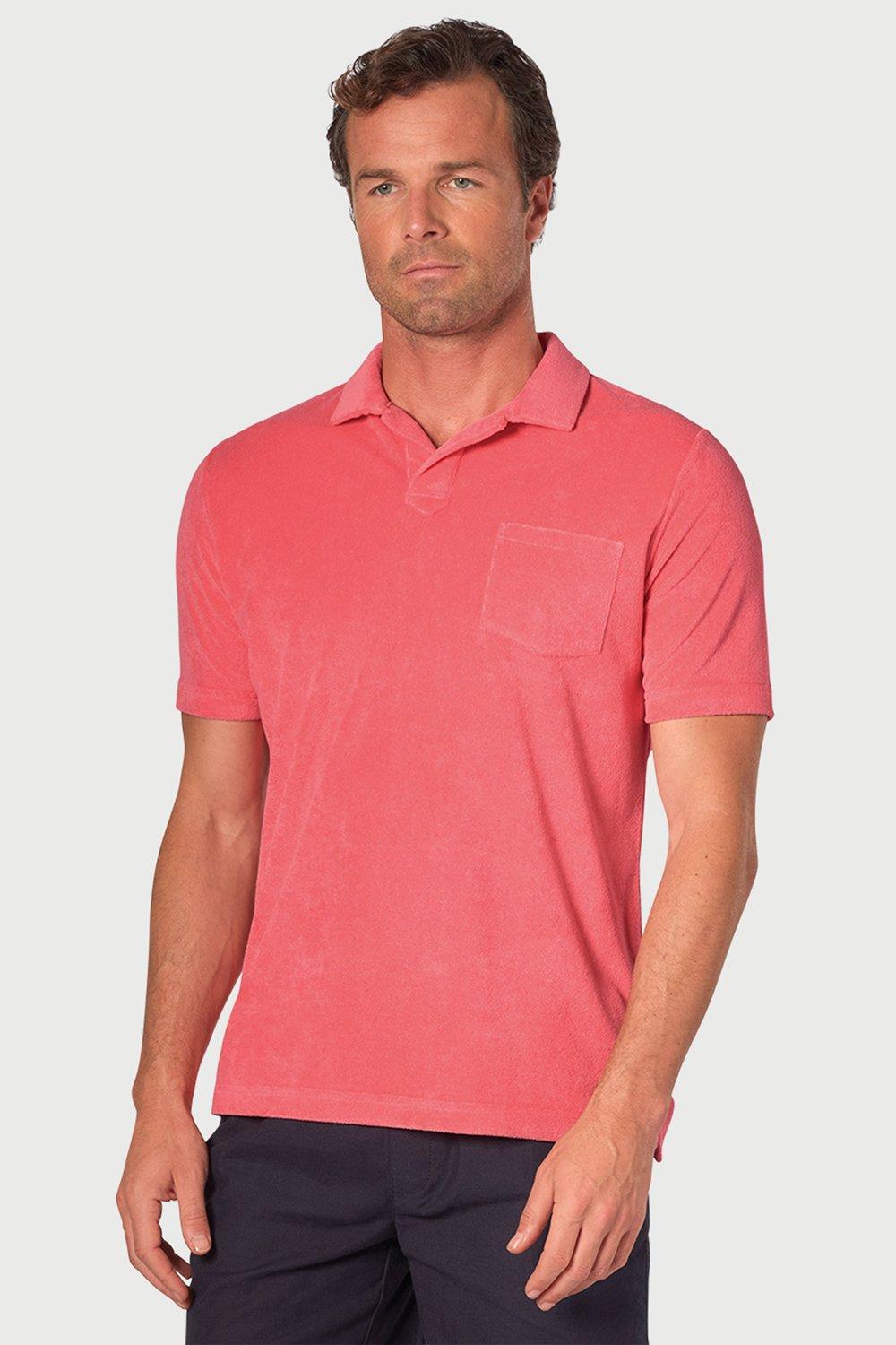 Polos | Milton Coral Terry Towelling Polo Shirt | Brook Taverner