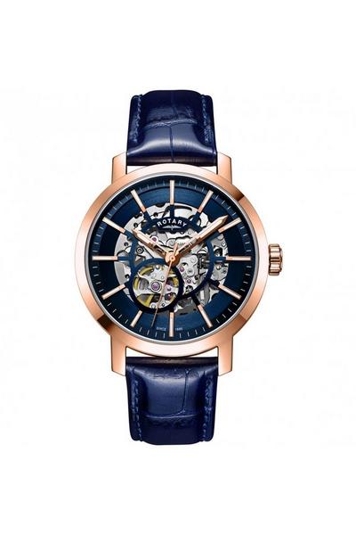 Rotary Clear Plated Stainless Steel Classic Analogue Automatic Watch - Gs05354/05