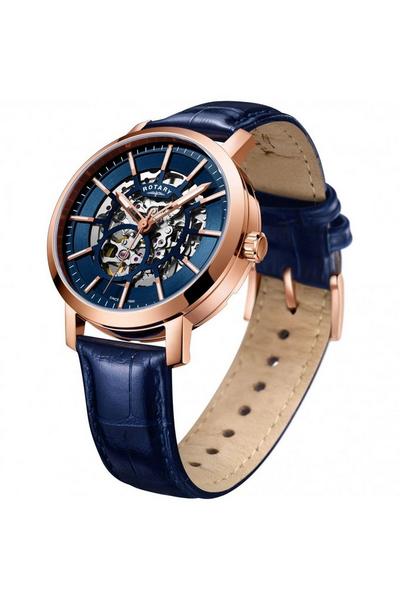 Rotary Clear Plated Stainless Steel Classic Analogue Automatic Watch - Gs05354/05