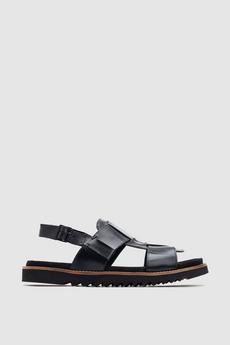 Base London Black 'Akai' Leather Sandal
