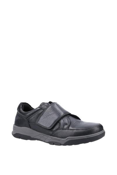 Hush Puppies Black 'Fabian' Smooth Leather Touch Fastening Shoes