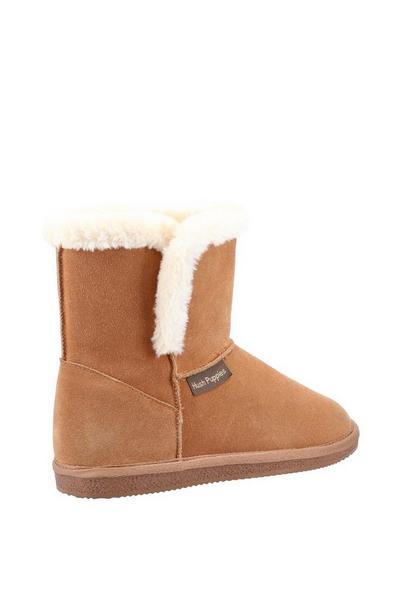 Hush Puppies Tan 'Ashleigh' Suede and Faux Fur Bootie Slippers