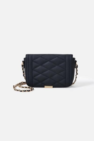 Accessorize Black 'Chrissy' Quilted Chain Cross-Body Bag