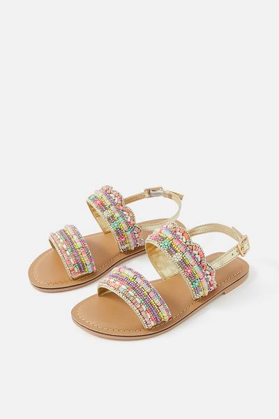 Angels by Accessorize Multi Beaded Scalloped Sandals