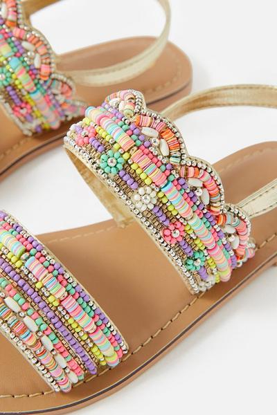 Angels by Accessorize Multi Beaded Scalloped Sandals