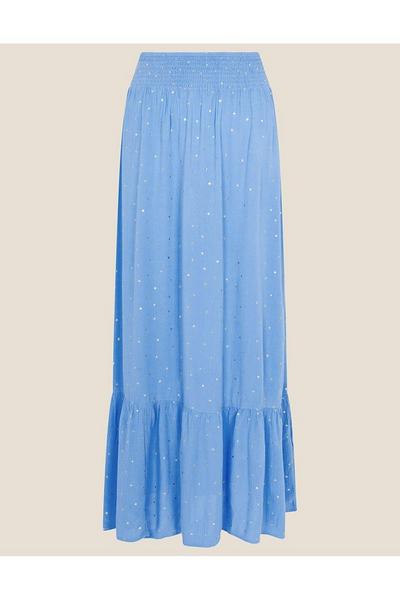 Monsoon Blue Boho Foil Maxi Tier Skirt
