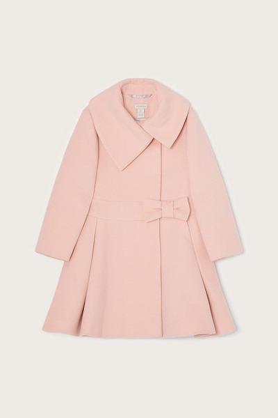 Monsoon Bow Waist Asymmetric Collar Detail Coat