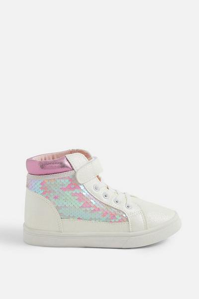Angels by Accessorize Purple Girls Sequin High Top Trainers