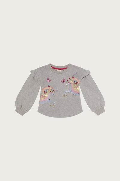 Monsoon Grey Double Sequin Unicorn Sweatshirt