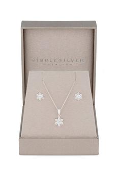 Simply Silver Silver Sterling Silver 925 Flower Jewellery Set - Gift Boxed