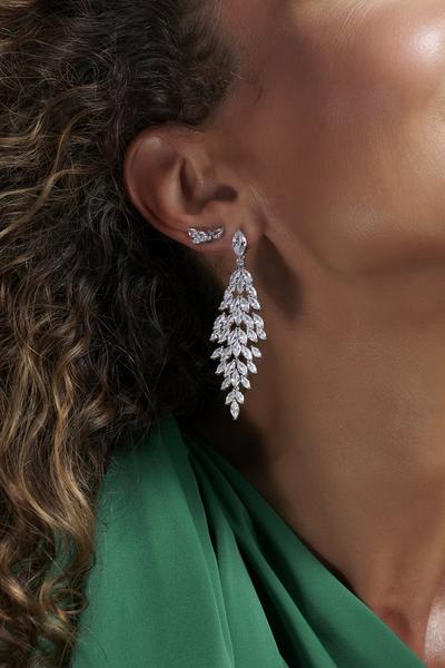 Jon Richard Silver Gift Packaged Cubic Zirconia Statement Drop Earrings
