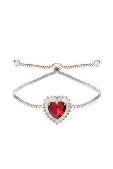 Jon Richard Red Gift Packaged - Silver D Red Cubic Zirconia Heart Toggle Bracelet