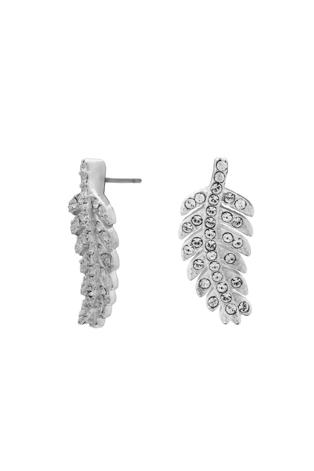 Jewellery Sterling Silver 925 Embellished with Crystals Feather Stud  Earrings Simply Silver