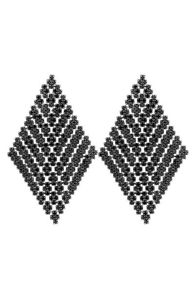Mood Black Black Crystal Diamond Drop Earrings