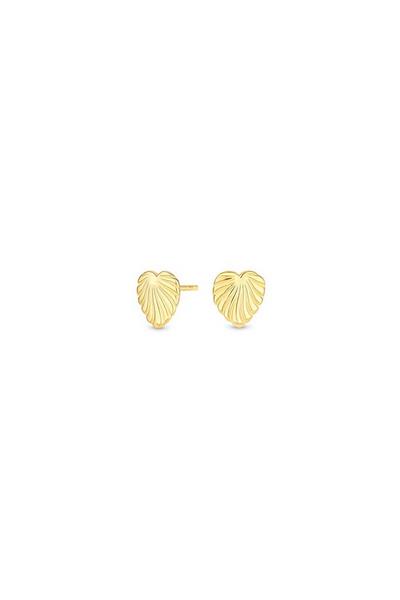 Simply Silver  Sterling Silver Gold Heart Shell Stud Earrings