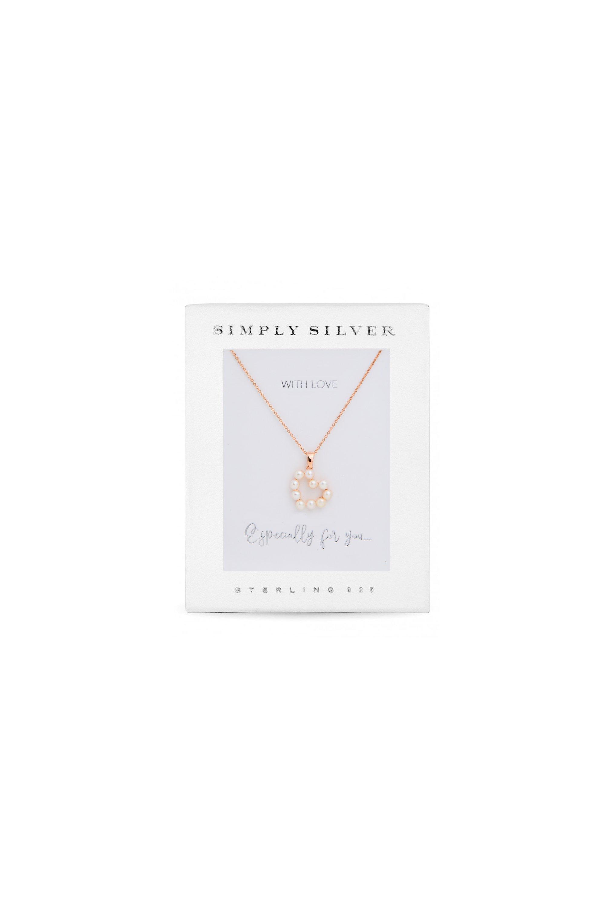 Jewellery | Sterling Silver With Rose Gold Pearl Heart Necklace - Gift ...