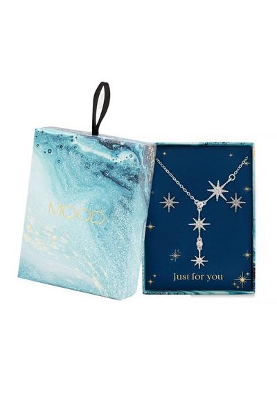 Mood Silver Silver Half Graduated Celestial Pendant And Earrings - Gift Boxed