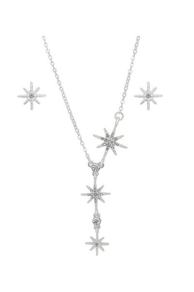Mood Silver Silver Half Graduated Celestial Pendant And Earrings - Gift Boxed