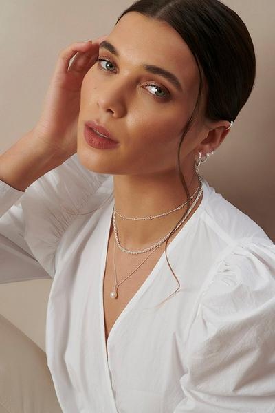 Simply Silver Silver Sterling Silver 925 With Cubic Zirconia Charm Texture Hoop Earrings