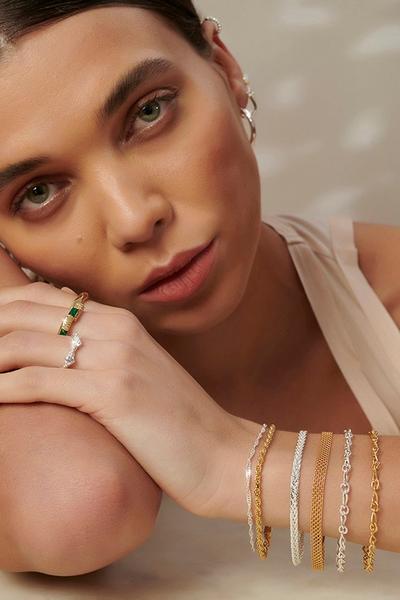 Simply Silver Gold Sterling Silver 925 Gold Open Cage Texture Bracelet