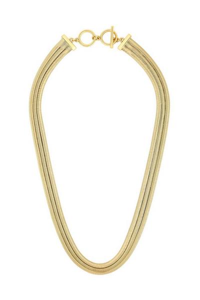Mood Gold Gold Slinky Flat Snake Chain Multirow Necklace