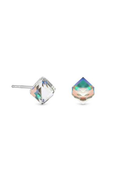 Simply Silver Silver Sterling Silver 925 Multi Coloured Cube Stud Earrings