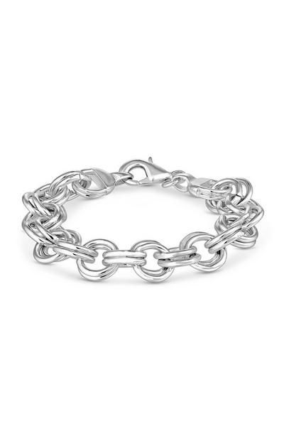 Mood Silver Silver Polished Textured Chunky Chain Bracelet