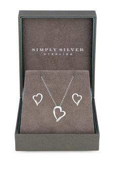 Simply Silver Silver Sterling Silver 925 Cubic Zirconia Heart Set - Gift Boxed