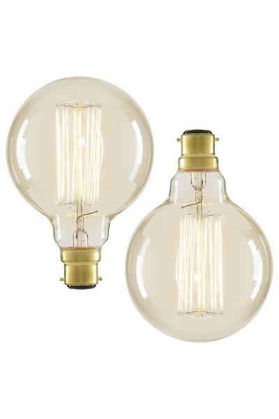 BHS Lighting Clear Pack of 2 40W B22 Bayonet Cap Vintage Globe Bulb