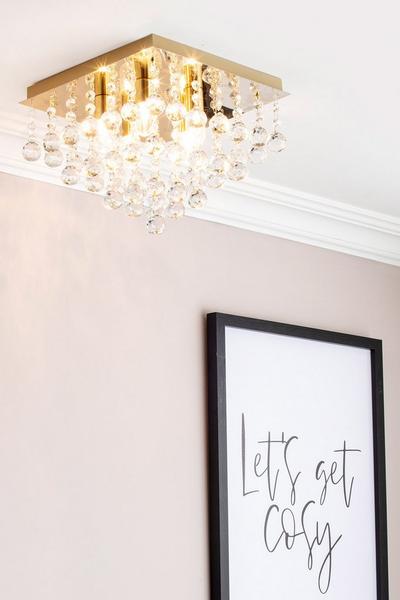 BHS Lighting Metallic Gold Tampa Flush Ceiling Light