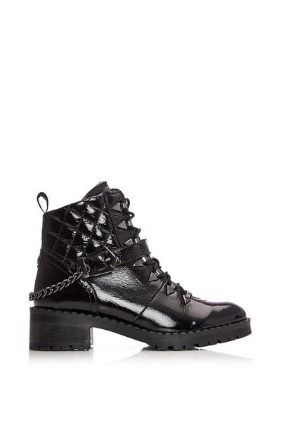 Moda In Pelle Black 'Aranie' Patent Leather Ankle Boots