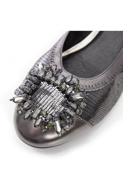 Moda In Pelle Metallic Silver 'Elissa' Lizard Ballet Pumps
