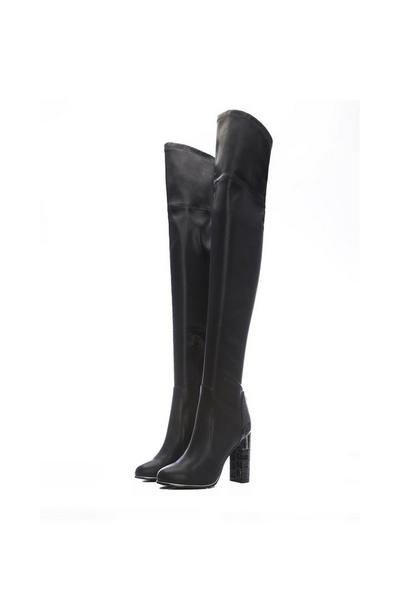 Moda In Pelle Black 'Valentinne' Porvair Over The Knee Boots