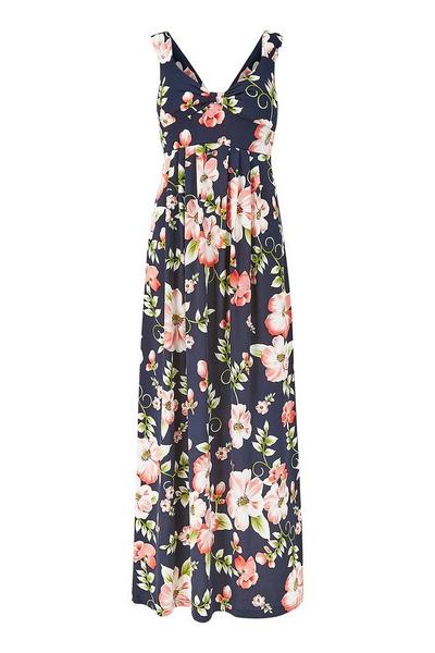 Mela Navy Mela Tropical Floral 'Narcissa' Maxi Dress