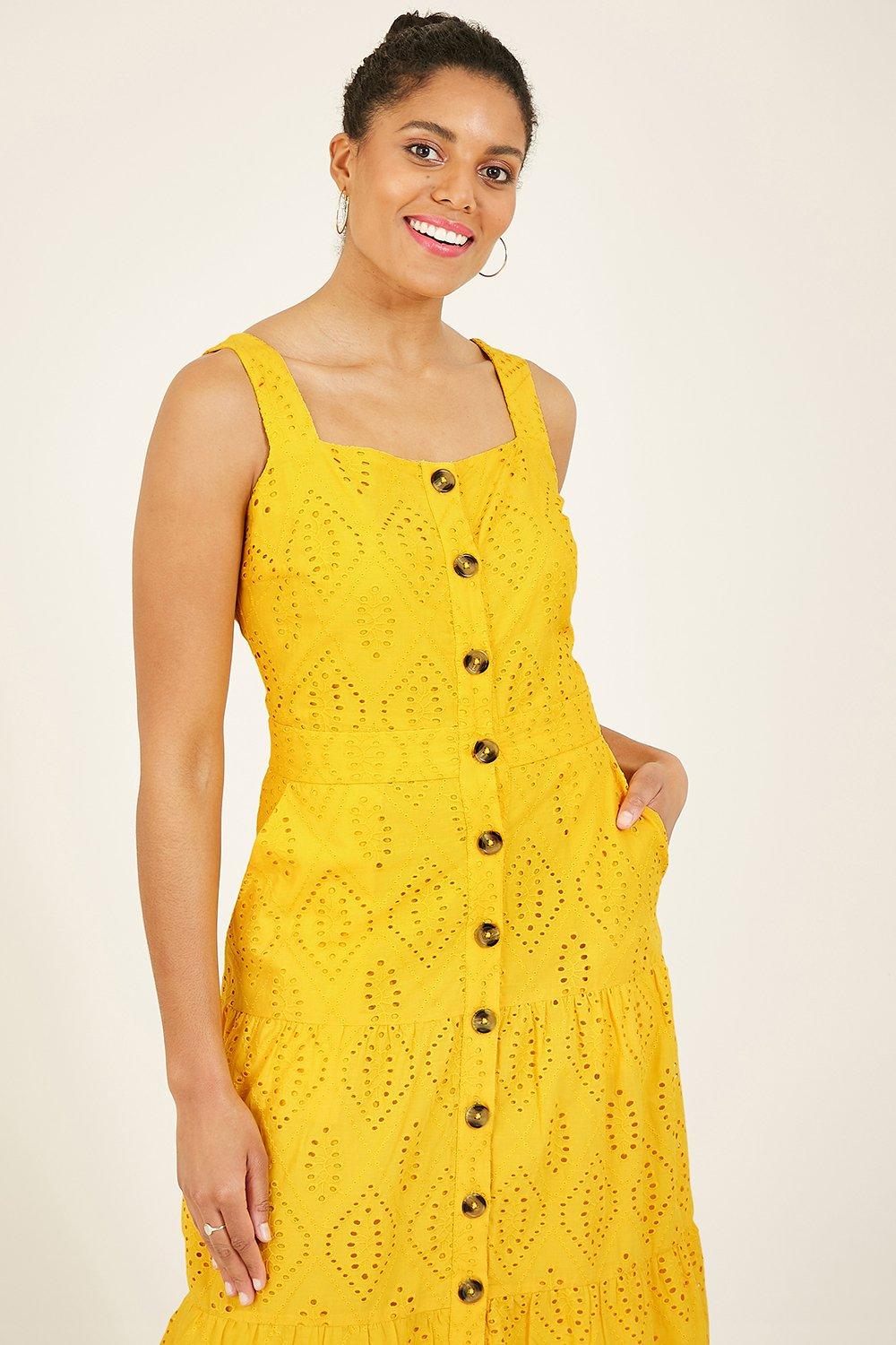 yellow casual dress for women