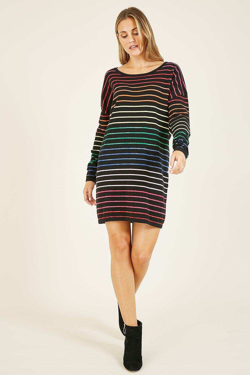 Dresses | Multi Coloured Lurex Stripe Knitted 'Trudi' Tunic | Yumi