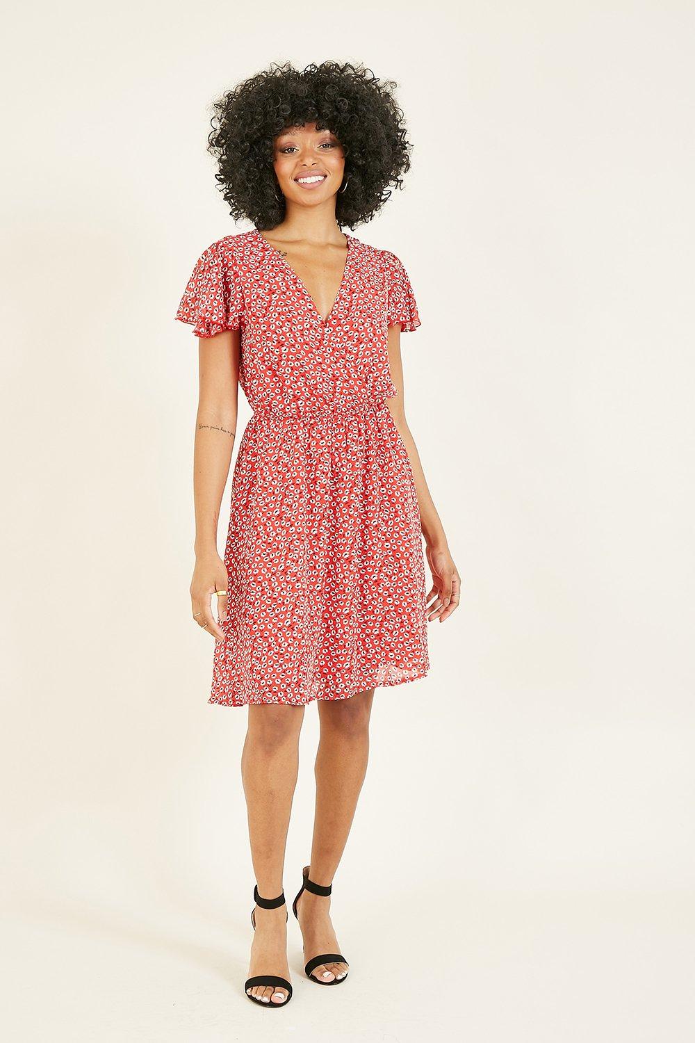 old navy red wrap dress