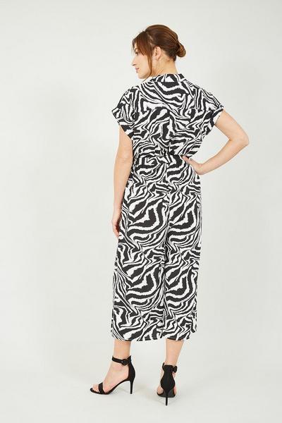 Yumi Black Black Zebra Print Jumpsuit