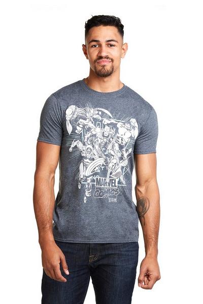 Marvel Grey Band Of Heroes Cotton T-shirt