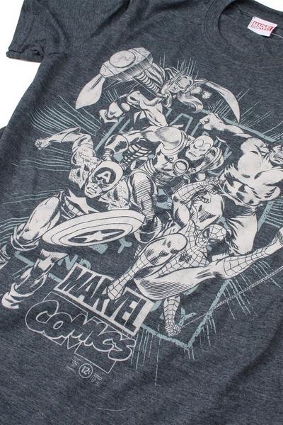 Marvel Grey Band Of Heroes Cotton T-shirt