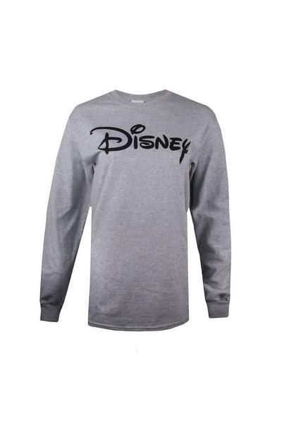 Disney Grey Plain Logo Cotton Long Sleeve T-shirt