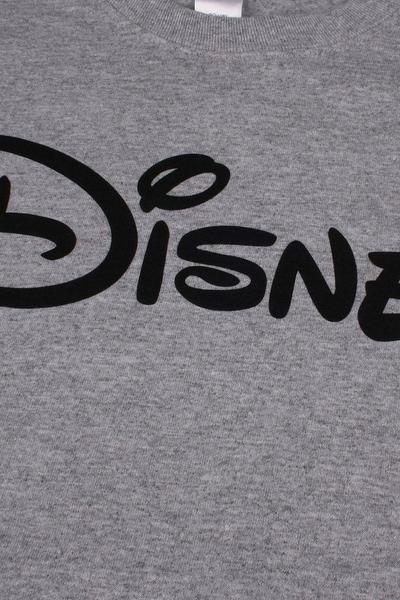 Disney Grey Plain Logo Cotton Long Sleeve T-shirt