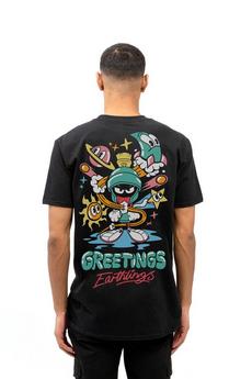 Looney Tunes Black Looney Tunes Greeting Earthlings Mens T-Shirt