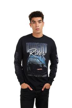 Knight Rider Black Knight Rider Lightning Mens Long Sleeve T-shirt