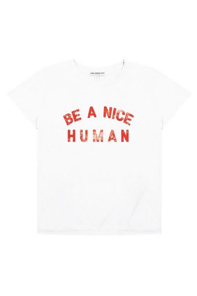 Suburban Riot White Be A Nice Human Womens Loose Slogan T-shirt