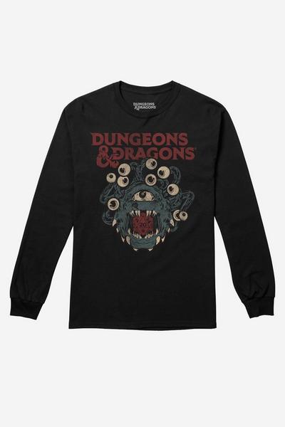Dungeons & Dragons Black Beholder Die Mens Long Sleeve T-shirt